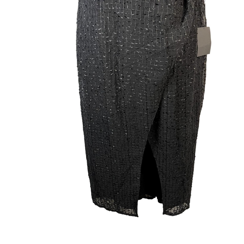 NWT Lulus Total Temptation Black Textured Faux-Wrap Midi Dress LBD Size Small - Picture 4 of 8
